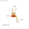 Pins Brooches GLSEEVO Cute Rabbit Inlaid Charm Zircon Brooch Natural Freshwater Pearl Decorated Red Radish Brooch Small And Charming GO0526 L240323