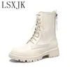 Boots LSXJK Woman Winter 2024 Spring Autumn Martin Women Shoes Thick Sole Double Zipper Women's Front Lace-Up 6203-9