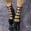 Kleid Schuhe Frauen Pumps Runde Spitze Zurück Reißverschluss Dicke High Heels Schnalle Riemen Sandalen Cosplay Party Frau Große Größe 39 42 45 47