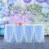 14ft8ft blå rosa tyllbord kjol baby shower ledduk för rektangelbord födelsedagsfest kaka söta dekorationer 240322