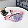 Sacos de cintura esportes fanny pacote holográfico bolsa de telefone impermeável pequeno saco pvc transparente armazenamento de viagem crossbody peito