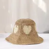 Berets 2024 Womens Straw Hats Crochet Hat Bucket UV Protection Sun Visor Beach Women Visors Ladies Love Summer Cap