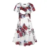 Maternity Dresses Pregnant Women Nursing Dress Breastfeeding Floral Print Short Sleeve Maxi Lactation Clothes 240321