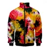 Vestes pour hommes Tie-dye 3D impression numérique col montant veste à glissière hommes/femmes à manches longues Streetwear vêtements confortables manteaux masculins