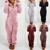 Winter warme pyjama dames schattige pluizige fleece jumpsuits nachtkleding overall plus size pyjama met capuchon uit één stuk voor dames
