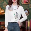 Camicette da donna Camicie in raso stile cinese Ricamo in seta Primavera/Estate Abbigliamento Allentato Vintage Donna Top YCMYUNYAN
