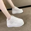 Zapatos informales Para Mujer, zapatillas de tenis antideslizantes con plataforma y suela gruesa roja elevada, otoño 2024