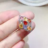 Cluster Rings Luxury Multi-Color Sapphire Ring For Party 3mm 5mm Natural Silver 925 SMYELLTY