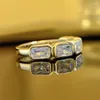 Cluster Rings Spring Qiaoer 18K Gold Plated 925 Sterling Silver 3 5MM High Carbon Diamond Gemstone Wedding Band Jewelry Ring For Women