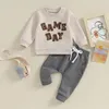 Conjuntos de roupas Coorally Baby Boy Girl Football Outfit Manga Longa Crewneck Moletom Pulôver Tops e Calças Elásticas Set 2 PC Outfits