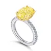 Cluster Rings 925 Sterling Silver Finger Fine Jewelry Oval Cut Solitaire Lab Grown Yellow Gemstone Zircon Engagement Ring For Women