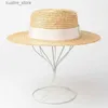 Wide Brim Hats Bucket Hats Women Straw Hat White Ribbon Bowknot Boater Hat Summer Fedoras Beach Sun Hat Ladies Wedding Church Party Hat Kuntucky Derby L240322