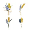 Brosches Beautberry Ear of Wheat for Women Rhinestone Blue and Yellow Plant Pins 5-Color Unisex Casual Accessories Gifts