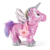 35cm Sequin Electronic Pet Walking and Singing Unicorn Toys for Toddlers Lovely Plush Doll Kid Birthday Gift 240319