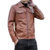 Leather Jacket for Mens Spring and Autumn New Trendy Brand Leisure Motorcycle Standing Collar Upper Garment Leather