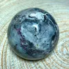 Figurine decorative Cristalli Natura Sfalerite viola con Druzy Geode Fluorite Sfera Decorazioni per la scrivania di casa Stanza di guarigione dell'energia minerale