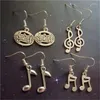 Dangle Earrings 4 Pairs / Set Punk Music Note Small Musical Personality Jewelry Cool Treble Clef Gift