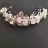 Slbridal Handmade Luxury S Freshwater Pearls Ceram Flower Bridal Tiara Wedding Brideshamids Crown Women Hair Y240311