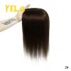 Toppers Yelo Natural Topper Pedaço de Cabelo Humano com Bang 100% Brasileiro Remy Topper Grampo Médio em Extensões de Cabelo Máquina Feita Base de Renda