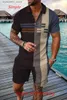 Tracki męskie Summer prosty w stylu retro krótkie koszulę polo Shird Shorts 2 -częściowe zestawy dróg Męsę 3D Wydrukowane swobodne sportowe garnitur L240320