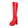 Botas 2023 Winter Women Knee High Boots Plataforma grossa de calcanhar alto