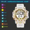 Armbanduhren YIKAZE Mann Digitaluhr Outdoor Sport Wasserdicht Transparent Strap Militär Chronograph LED-Anzeige Armbanduhren