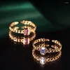 Anillos de racimo Creativo S925 Plata Fantasía Cuadrado Rosa Cristal Boda para parejas Twist Zafiro Luz Joyería delicada de lujo