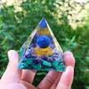 Dekorativa figurer 1st Amethyst Crystal Healing Orgonite Pyramid Obsidians Chakra Energy Orgone Stones Ornament Crafts Office Home