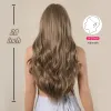 Wigs HENRY MARGU Long Wavy Brown Wigs with Bangs Natural Looking Synthetic Wig for Women Ash Brown Daily Party Hair High Temperature