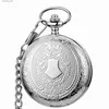 Pocket Watches Unique Black Silver Pocket Mechanical Hand-winding Fob Smooth Case Roman Numerals Dial Retro Clock Chain Pendants L240322