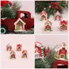 Statuette decorative in miniatura di Natale, pan di zenzero, villaggio, casa, albero di Natale, ciondolo appeso, decorazione dell'anno di Natale
