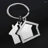 Keychains 1PC Metal Double House Shaped Key Chain Hollow Pendant Decoration Creative Handbag Hangings Gifts Accessories Ring