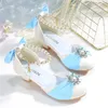 Scarpe per bambini in pelle per ragazze Knot Banquet Party Shoe High Heel Scarpe per bambini Sandals Crystal Princess Scarpe 240319