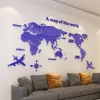 Autocollants Carte du monde moderne acrylique décoratif 3D autocollant mural pour salon chambre bureau décor 5 tailles bricolage autocollant mural décor à la maison