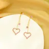 Kolczyki Dangle Balanbiu romantyczna kropla serca dla kobiet delikatne białe różowe fioletowe kryształowy złoty kolor 2024 mody biżuteria