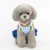 Cão vestuário animal de estimação bonito urso padrão listrado roupas de algodão macio primavera verão bowknot vestidos para cães pequenos dc7113