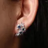 Kolczyki stadniskie jmk moda mały kwiat niebieski kamień Kobiety sześcienne cyrkon srebrny ptak biżuteria ślubna prezent biżuterii