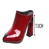 Casual Shoes Summer 2024 Women Slipper High Heel Sandal Ladies Quality PU Leather Slides Pumps