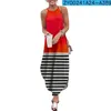 Vestidos casuais sojinm 2024 maxi para mulheres listra impressa sem mangas causal verão praia vestido sling longo streetwear 6xl