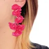 Boucles d'oreilles pendantes faites à la main en tissu floral exagéré pour femmes et filles