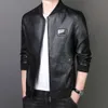 Veste en cuir pour hommes d'âge moyen et âgés, tendance printemps-automne, affaires, loisirs, Style moto, col de Baseball, coupe cintrée