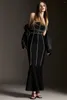 Casual Dresses Elegant Women Party Dress Sexy Off the Axel Sleeveless Axless Diamonds Long Maxi Celebirty Nightclub Vestidos