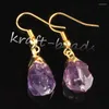 Boucles d'oreilles pendantes KFT guérison naturelle Reiki cristal irrégulier Quartz Citrine améthystes pierre crochet boucle d'oreille pour femmes bijoux de mode