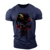 2024 New Mens T-Shirt 3D Skull Print Street مستقيم مستقيم رقبة