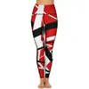 Calça ativa van halen estampa leggings bolsos linhas vermelhas gráfico yoga push up academia legging sexy esporte de secagem rápida