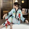 Nowe przybysze luksusowy jedwabna satynowa piżama plus wielkości kimono długie rękawowe kreskówki piżamy sutowe dla kobiet