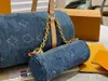 PAPILLON Borsa a tracolla in denim da donna di alta qualità Borsa sotto le ascelle 2 in 1 Borsa da donna di design Portafoglio staccabile