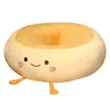 Travesseiro macio e confortável desenho animado redondo buraco em forma de pão suporte de coxa pelúcia tatami pudim buround s