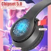 Hoofdtelefoon/headset Draadloze Bluetooth-oorset Leuke kattenoren Hoofdtelefoon met microfoon Hifi Stereomuziek Gamer Oordopjes Flitslicht Headset voor kinderen Meisje cadeau