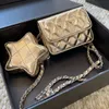 Silver Designer Purse Bag Leather Clutch Double High Patent Quality Star Fashion Mirrored Gold and Chain Luxury Diamond Lattice Backpack